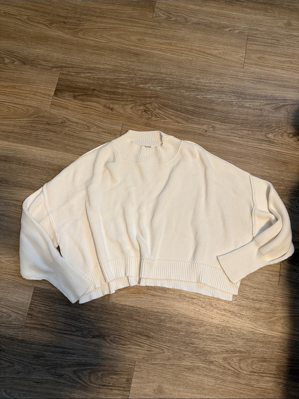Zenana Outfitters Ivory Boxy Cropped Crewneck Sweater